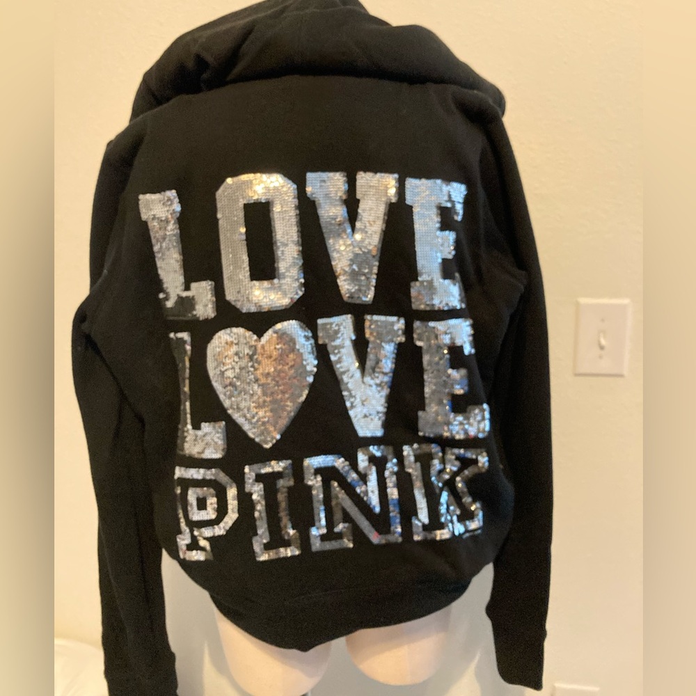 Vintage PINK sequin faux fur zip up